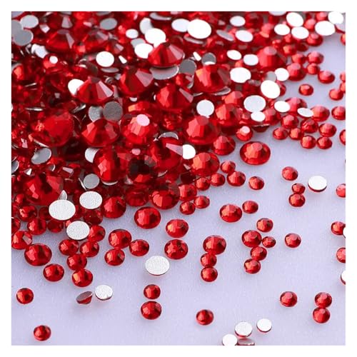 Hotfix Strasssteine 1440 Stück/Packung, gemischte Größen, schwarzes Glas, flache Rückseite, Glitzer-Diamant, nicht Hotfix-Strasssteine ​​für Nagelkunst und Kleidung(Light Siam) von HUDFVIOI