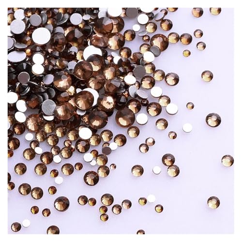 Hotfix Strasssteine 1440 Stück/Packung, gemischte Größen, schwarzes Glas, flache Rückseite, Glitzer-Diamant, nicht Hotfix-Strasssteine ​​für Nagelkunst und Kleidung(Smoked Topaz) von HUDFVIOI