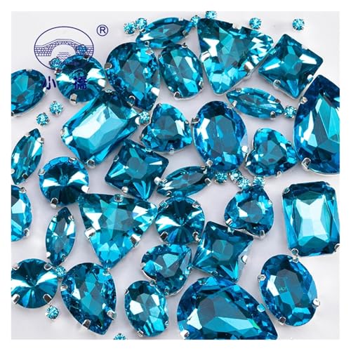 Hotfix Strasssteine Glitzernde Glas-Strasssteine ​​in gemischten Formen for Kleidung, rosa, flache Rückseite, Bastelsteine, Kristall, for Aufnähen mit Klaue, 50 Teile/Paket(Z007-MIX-50) von HUDFVIOI