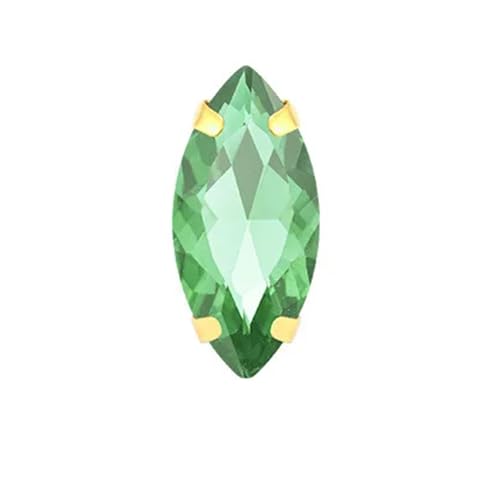 Hotfix Strasssteine Pferdeauge, bunt, for Aufnähen von Strasssteinen mit goldener Kralle, Glaskristall, for Aufnähen von Steinen for Bekleidungszubehör(Lt.Peridot,4X8mm 50pcs) von HUDFVIOI