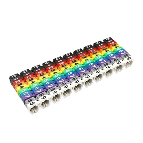 Kabelkennzeichnung 100/150 Stück Kabelmarker, bunt, Typ C, Markierungsnummer, Etikett for 2–8 mm Draht, Netzwerkkabel, Drahtmarker, Etikett Für den Einsatz im Büro(Color-4) von HUDFVIOI