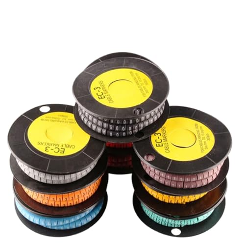 Kabelkennzeichnung Kabelmarkierungsetikett, Drahtmarkierungsnummer 0 bis 9, Kabelgröße 1,5 qmm, gemischt, farbige PVC-Kabelmarkierungen, Isolationsmarkierung EC-0, 1000 Stück Für den Einsatz im Büro(E Kabelkennzeichnung Kabelmarkierungsetikett, Drahtmarkierungsnummer 0 bis 9, Kabelgröße 1,5 qmm, gemischt, farbige PVC-Kabelmarkierungen, Isolationsmarkierung EC-0, 1000 Stück Für den Einsatz im Büro(E von HUDFVIOI