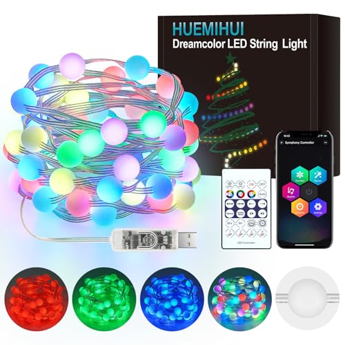 5 m Dreamcolor LED Lichterketten Farbwechsel Lichterkette mit App Steuerung & Fernbedienung, IP44 Wasserdicht Innen/Außen Lichterketten für Hochzeit Weihnachten Party Christmas Deko 5 m Dreamcolor LED Lichterketten Farbwechsel Lichterkette mit App Steuerung & Fernbedienung, IP44 Wasserdicht Innen/Außen Lichterketten für Hochzeit Weihnachten Party Christmas Deko von HUEMIHUI