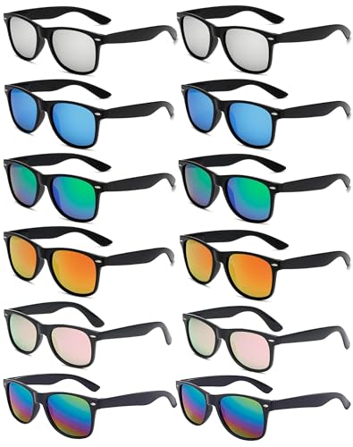 HUFACAI 12 Stücke Unisex Retro Party Brillen Neon Farbe Lustige Party Sonnenbrillen Set Für Damen Herren von HUFACAI