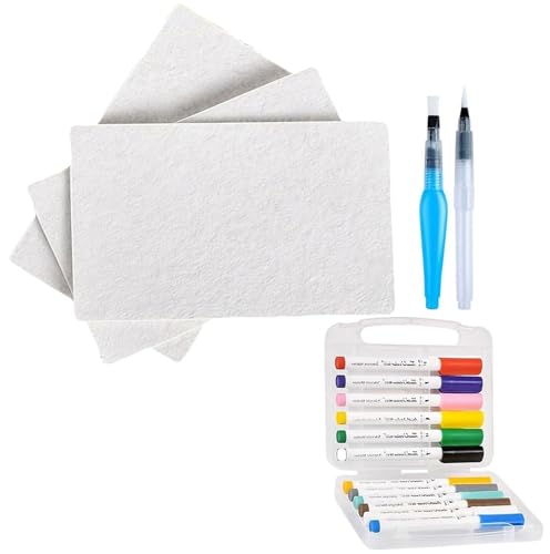 HUFENYU Magic Puffy Paint 3D-Zeichnung, Magic Canvas Sponge, Magic DIY Foam Texture Blank Painting Paper Set mit 12 Markern und Schaumstift(Rectangle Set/10pcs) von HUFENYU