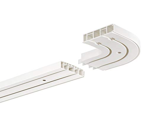 HUGG - Vorhang-Schiene (VS.380.22) 1-/ 2-/ 3- läufig, Decken-Montage, 2-Lauf mit 2 Rundbögen - Länge: 120 cm von HUGG