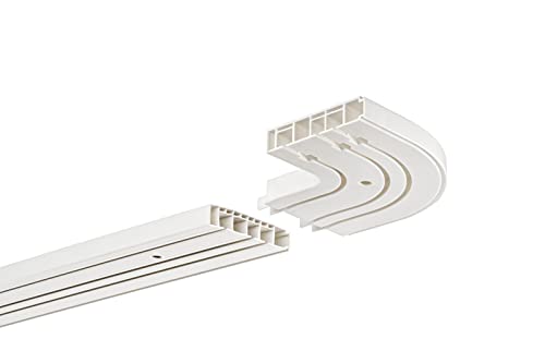 HUGG - Vorhang-Schiene (VS.380.32) 1-/ 2-/ 3- läufig, Decken-Montage, 3-Lauf mit 2 Rundbögen - Länge: 140 cm von HUGG