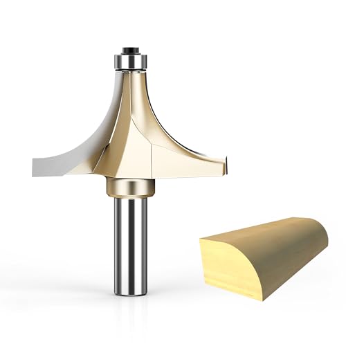 HUHAO 1-7/16 Zoll Radius Roundover Router Bit 1/2 Zoll Schaft, Kantenformung Rundbohrer Perlen-Abrundung über Kanten-Bit, Hartmetall-Eck-Rundung Kantenform-Bit, zum Abrunden von Zierleisten von HUHAO