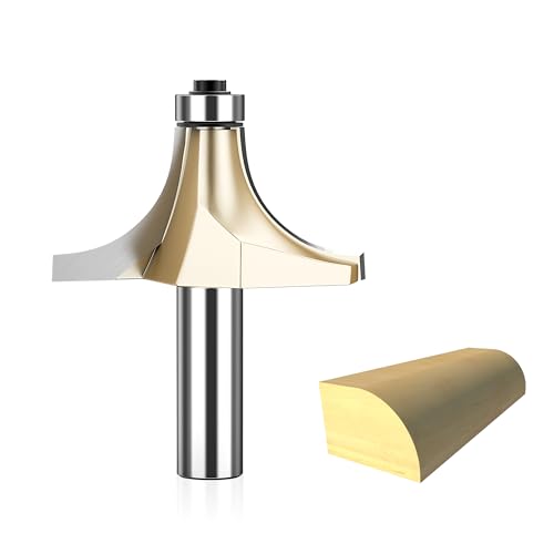 HUHAO 15/16 Zoll Radius Roundover Router Bit 1/2 Zoll Schaft, Kantenformung Rundbohrer Perlenabrundung über Kantenfräser Hartmetall Eckabrundung Kantenform-Bit, zum Abrunden von Zierleisten von HUHAO