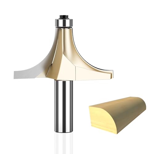 HUHAO 2,5 cm Radius Roundover Router Bit 1/2 Zoll Schaft, Kantenform-Bit, Perlenabrundung über Kanten-Bit, Hartmetall-Ecken-Abrundung Kantenform-Bit, zum Abrunden von Zierleisten von HUHAO