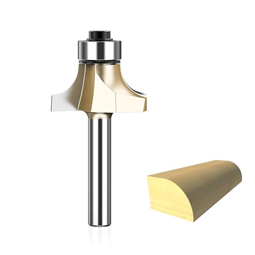 HUHAO 3/8 Zoll Radius Roundover Router Bit 1/4 Zoll Schaft, Kantenformung Rundbohrer Perlenabrundung über Kanten-Bit, Hartmetall-Eckabrundung Kantenform-Bit, zum Abrunden von Zierleisten von HUHAO