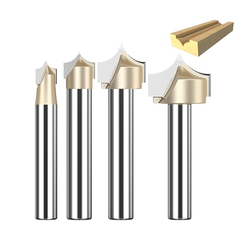 HUHAO 4-teiliges Rundfräser-Bit-Set, 1/4-Zoll-Schaft, Schnittdurchmesser: 1,9 cm, 3/8 Zoll, 1,27 cm, 1,27 cm und 1/4 Zoll, Hartmetall, 2 Rillen, runde über Perlen-Bits für CNC-Fräser, Holzbearbeitung HUHAO 4-teiliges Rundfräser-Bit-Set, 1/4-Zoll-Schaft, Schnittdurchmesser: 1,9 cm, 3/8 Zoll, 1,27 cm, 1,27 cm und 1/4 Zoll, Hartmetall, 2 Rillen, runde über Perlen-Bits für CNC-Fräser, Holzbearbeitung von HUHAO