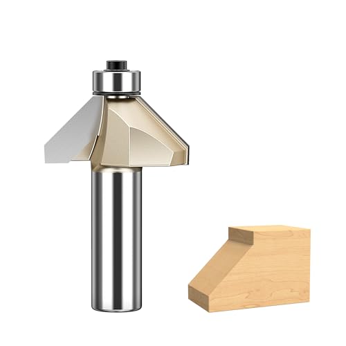HUHAO 45-Grad-Fasenfräser-Bit-Set, 1,27 cm Schaft, 1,9 cm Schnittlänge, Hartmetall-Kantenformung, Schrägfräser mit Lager, Fasen-Bit, Gehrungsfräser-Werkzeug HUHAO 45-Grad-Fasenfräser-Bit-Set, 1,27 cm Schaft, 1,9 cm Schnittlänge, Hartmetall-Kantenformung, Schrägfräser mit Lager, Fasen-Bit, Gehrungsfräser-Werkzeug von HUHAO