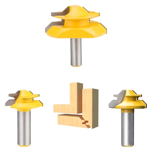 HUHAO 45-Grad-Gehrungsfräser-Bit, 3-teiliges Set, 1,27 cm Schaft, 6,4 cm, 3,5 cm, 5,1 cm Durchmesser, Erstellung von Gehrungsgelenken, Türfenstern und Schränken, Hartmetallbestückter Fräser für HUHAO 45-Grad-Gehrungsfräser-Bit, 3-teiliges Set, 1,27 cm Schaft, 6,4 cm, 3,5 cm, 5,1 cm Durchmesser, Erstellung von Gehrungsgelenken, Türfenstern und Schränken, Hartmetallbestückter Fräser für von HUHAO