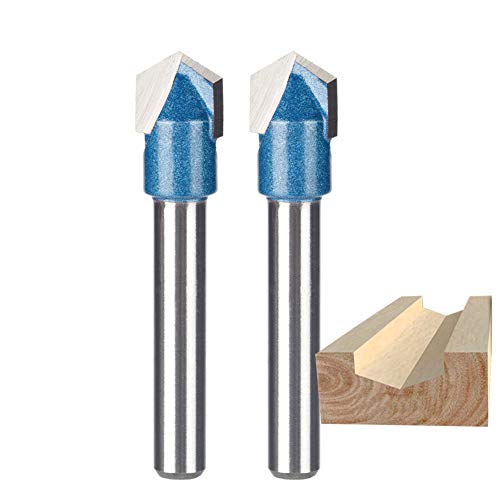 HUHAO CNC Fräser für Holz 3D CNC Maschinen-Schneiden 6 mm Schaft 60 Grad Fräser V Bit 2 Stück, 6 * 10 * 120 Degree 2PCS von HUHAO