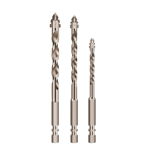 HUHAO Exzenterbohrer-Set mit 4 Rillen (6/8/10 mm), vierschneidig, Exzenterbohrer-Set für Stein, Glas, Beton, Holz, Ziegel von HUHAO