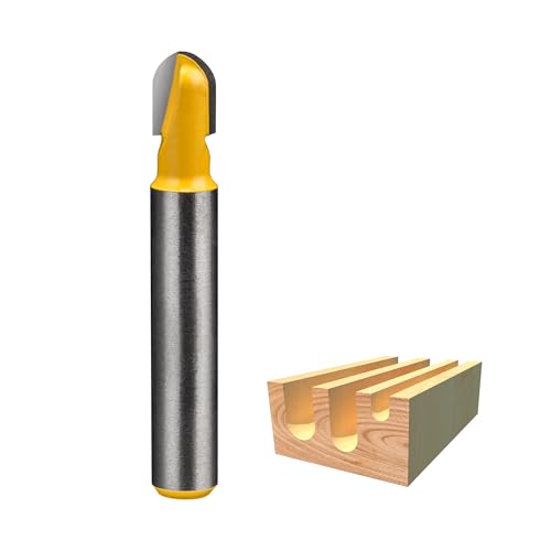 HUHAO Hartmetall-Rundfräser-Bit, 6,35 mm Schaft, 6,35 mm Schnittdurchmesser, Doppelrillen-Hartmetall-Hohlkehlkastenfräser für Tischlerei, Holzbearbeitung, Fräswerkzeug HUHAO Hartmetall-Rundfräser-Bit, 6,35 mm Schaft, 6,35 mm Schnittdurchmesser, Doppelrillen-Hartmetall-Hohlkehlkastenfräser für Tischlerei, Holzbearbeitung, Fräswerkzeug von HUHAO