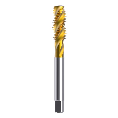 HUHAO M12 x 1,75 Titan-Spiralgewindebohrer, runder Schaft mit quadratischem Ende, Titan-Spiralgewindebohrer für Metall, Gewindebohrer für Gewindereparatur von HUHAO