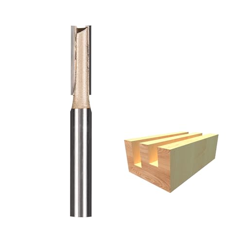 HUHAO Professional Double Flute Straight Router Bit 1/4 Inch Shank, 1/4 Inch Cutting Diameter, Flush Trimming Slotting Router Bit Woodwork Carbide Wood Milling Cutter Woodworking Tools von HUHAO