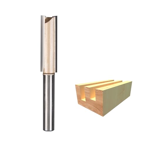 HUHAO Professional Double Flute Straight Router Bit 1/4 Inch Shank, 3/8 Inch Cutting Diameter, Flush Trimming Slotting Router Bit Woodwork Carbide Wood Milling Cutter Woodworking Tools von HUHAO