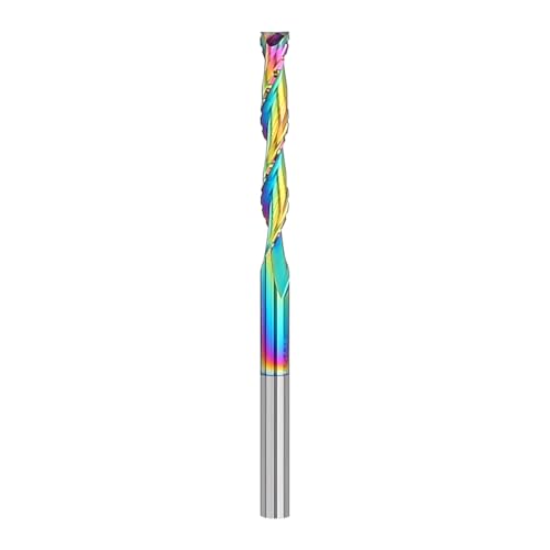 HUHAO Spiralfräser-Bit, Up- und Down-Kompressions-Schaftfräser mit 0,3 cm Schaft, 2 Rillen, Hartmetall-Spiralfräser bis CNC-Schaftfräser mit extra langer TAC-Beschichtung für Holzfräser von HUHAO