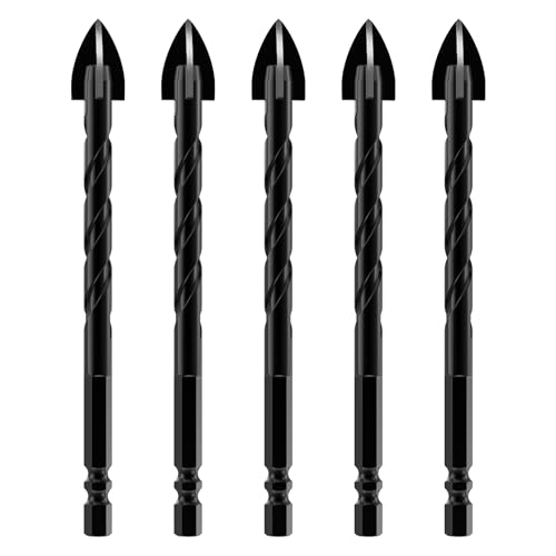 HUHAO Steinbohrer, 5 Stück, 0,64 cm Schaft, Fliesenbohrer, 0,95 cm Betonbohrer-Set, Hartmetallspitze, Bohrwerkzeuge für Glas und Keramikfliesen auf Beton und Ziegelwand HUHAO Steinbohrer, 5 Stück, 0,64 cm Schaft, Fliesenbohrer, 0,95 cm Betonbohrer-Set, Hartmetallspitze, Bohrwerkzeuge für Glas und Keramikfliesen auf Beton und Ziegelwand von HUHAO