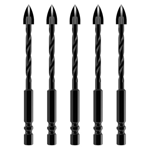 HUHAO Steinbohrer, 5 Stück, 6,35 mm Schaft, Fliesenbohrer, 3/16 Zoll Betonbohrer-Set, Hartmetallspitze, Bohrwerkzeuge für Glas und Keramikfliesen auf Beton und Ziegelwand HUHAO Steinbohrer, 5 Stück, 6,35 mm Schaft, Fliesenbohrer, 3/16 Zoll Betonbohrer-Set, Hartmetallspitze, Bohrwerkzeuge für Glas und Keramikfliesen auf Beton und Ziegelwand von HUHAO