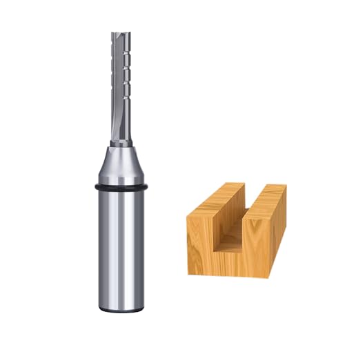 HUHAO TCT Straight Router Bits for Woodworking - Carbide Tipped CNC Fräser for Precision Cutting, Shaping & Trimming - 1/2 Inch Shank, Compatible with CNC Machines, Routers & Drill Presses von HUHAO