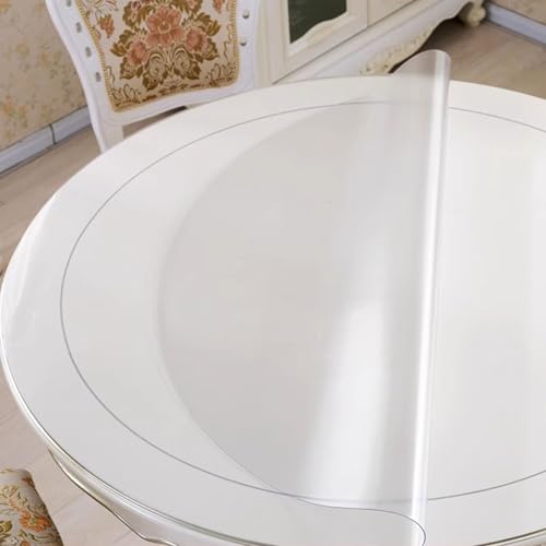 HUHJYUGE Klarsicht Tischdecke Rund 175cm, Tischschutz-Folie PVC Plastik-Tischdecken Wasserdicht Fettdicht, Wiederverwendbar Tischdecke, für Home Wohnzimmertisch Restaurant von HUHJYUGE