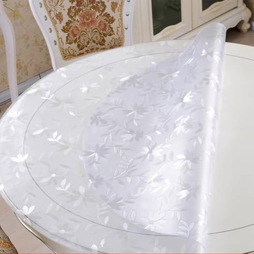 HUHJYUGE Klarsicht Tischdecke Rund 180cm, Tischschutz-Folie PVC Plastik-Tischdecken Wasserdicht Fettdicht, Wiederverwendbar Tischdecke, für Home Wohnzimmertisch Restaurant von HUHJYUGE