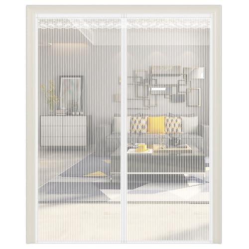 HUHJYUGE Magnetvorhang Selbstschließend, Fliegengitter Tür Insektenschutz Magnet Fliegenvorhang, mit Praktischem Magnetverschluss Automatisch Schließen (White 160x220cm) von HUHJYUGE