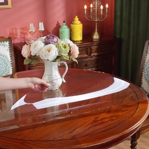 HUHJYUGE Tischdecke Durchsichtig 2mm 115cm, Transparente Wasserdicht Vinyl Tischdecke, Transparente Dicke Kunststoff-Tischdecke Ölbeständige Auslaufsichere, Kristallklare PVC-Tischdecke HUHJYUGE Tischdecke Durchsichtig 2mm 115cm, Transparente Wasserdicht Vinyl Tischdecke, Transparente Dicke Kunststoff-Tischdecke Ölbeständige Auslaufsichere, Kristallklare PVC-Tischdecke von HUHJYUGE
