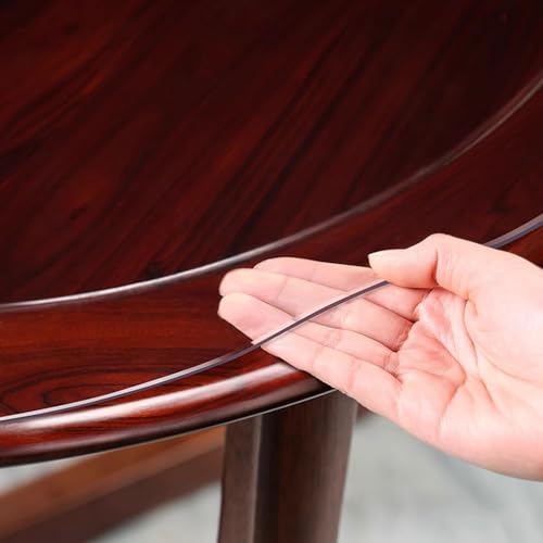 HUHJYUGE Tischdecke Durchsichtig Rund 175cm, Transparent Plastik Tischfolie, Tischdecke Schutz PVC Transparent mit Abgeschrägter Kante, Glasklar Durchsichtig Klarsichtfolie von HUHJYUGE