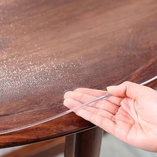 HUHJYUGE Tischdecke Durchsichtig Rund 180cm, Transparent Plastik Tischfolie, Tischdecke Schutz PVC Transparent mit Abgeschrägter Kante, Glasklar Durchsichtig Klarsichtfolie von HUHJYUGE