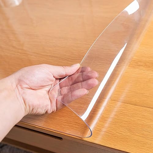 HUHJYUGE Tischdecke Transparent 60x110cm, Transparent Plastik Tischfolie, Glasklare PVC-Schutzfolie, Wasserdicht, Fettdicht und Pflegeleicht, für Esstische und Schreibtische von HUHJYUGE