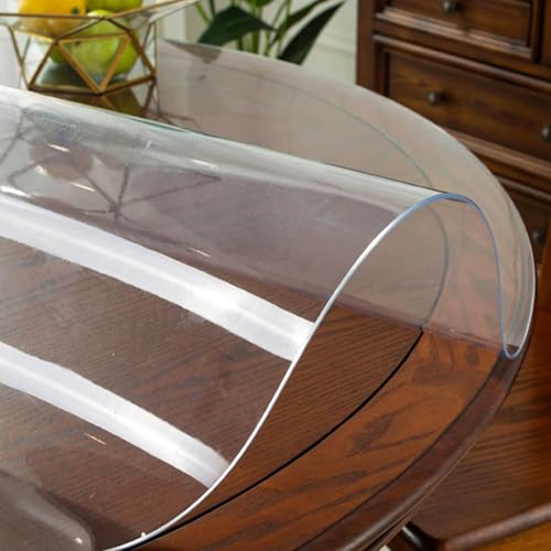 HUHJYUGE Tischdecke Transparente 180cm, Tischdecke Durchsichtig Rund 1.5mm Wasserdicht Hitzebeständig PVC Plastik-Tischdecken Folie Tischschutzfolie, für Esstische, Schreibtische von HUHJYUGE