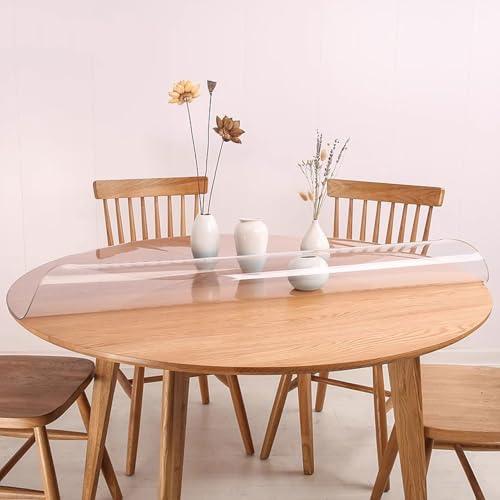 HUHJYUGE Transparente PVC Tischdecke 180cm, Kristallklarer Durchsichtige Transparente Kunststoff-Tischdecke, Wasserfester Abwischbarer Vinyl-Tischdeckenschutz von HUHJYUGE