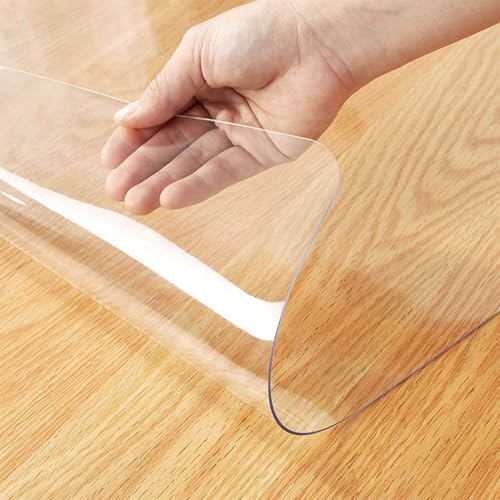 HUHJYUGE Transparente Tischdecke 1.5mm 90x100cm, Tischdecke Transparent Matt, Glasklare PVC-Folie für Holztische, Wasserdicht und Ölbeständig, für Esstische und Schreibtische HUHJYUGE Transparente Tischdecke 1.5mm 90x100cm, Tischdecke Transparent Matt, Glasklare PVC-Folie für Holztische, Wasserdicht und Ölbeständig, für Esstische und Schreibtische von HUHJYUGE