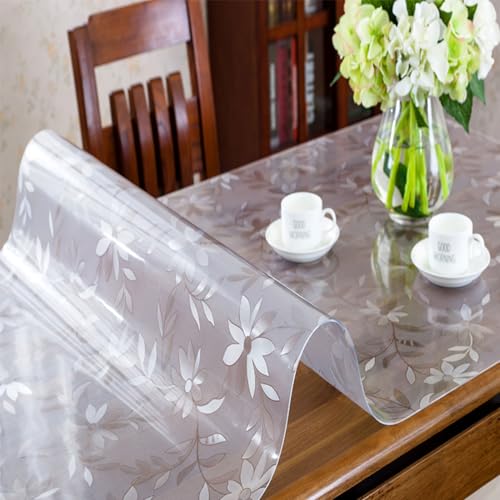 HUHJYUGE Transparente Tischfolie für Holztische 120x200cm, Glasklare PVC-Folie 2 mm, Wasserdicht, Ölbeständig und Pflegeleicht, für Esstische und Schreibtische von HUHJYUGE