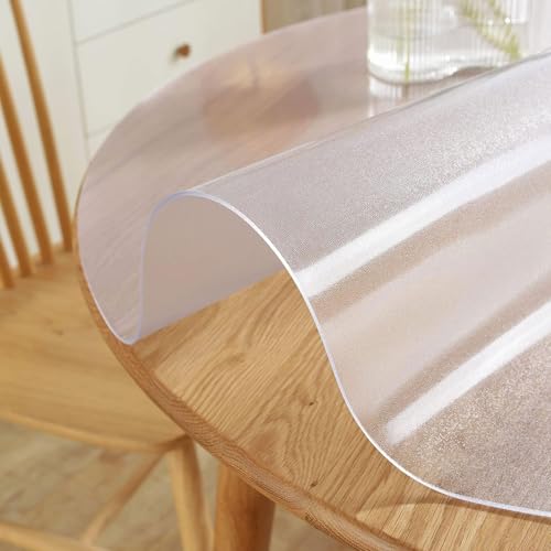 HUHJYUGE Transparente Vinyl-Tischdecke 155cm, Transparenter Kunststoff-Tischdeckenschutz, Transparente PVC-Tischdecke Wasserdicht Ölbeständig Schmutzabweisend Abwischbar von HUHJYUGE
