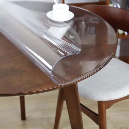 HUHJYUGE Transparenter Runder Tischdeckenschutz aus Kunststoff 175cm, Transparente PVC-Vinyl-Tischdecke, Wasserdicht, Ölbeständig, Schmutzabweisend, Abwischbar Tischdecke von HUHJYUGE