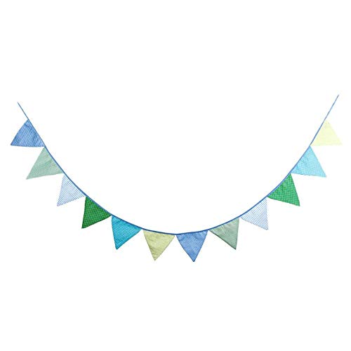 HUI JIN Stoff-Wimpelkette, Flaggen, dreieckig, 3 m, Blau und Grün von HUI JIN