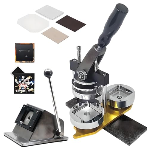 Button-Maker-Maschine – 50-mm-Button-Maker mit 100 Verbrauchsmaterial-Sets für selbstgemachte Kühlschrankmagnete, Foto-Buttons, Team-Buttons und Geschenke – ideal für die Erstellung von Bild-Buttons von HUIBBGO