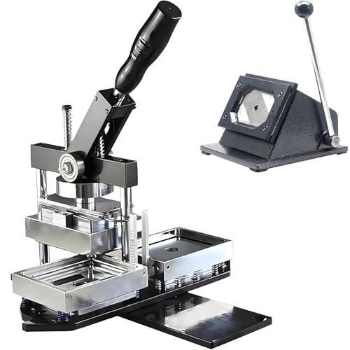 HUIBBGO 3,1 x 2 Zoll rechteckige Kühlschrankmagnete, Badge Maker Maschine, DIY Foto Kühlschrankaufkleber Magnetpresse Maschine + Papierschneider + 100 Stück Materialien von HUIBBGO
