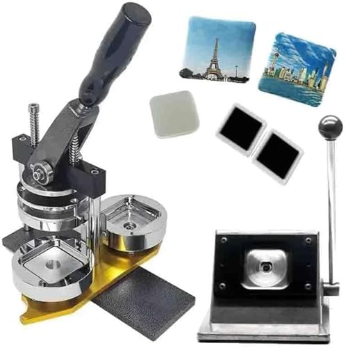 HUIBBGO 50 mm quadratischer Button-Maker, manuelle Button-Presse, für die Herstellung von Magneten, Kühlschrank-Buttons, Kunsthandwerk von HUIBBGO