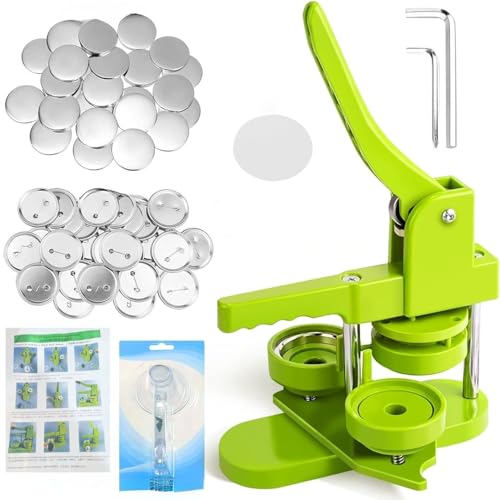 HUIBBGO Button Maker Kit – Button-Herstellungsmaschine mit 50 Button-Teilen, DIY-Pin-Button-Presse, tragbare Button-Stanzpresse, Fotomagnet-Maker für individuelle Buttons und Buttons von HUIBBGO