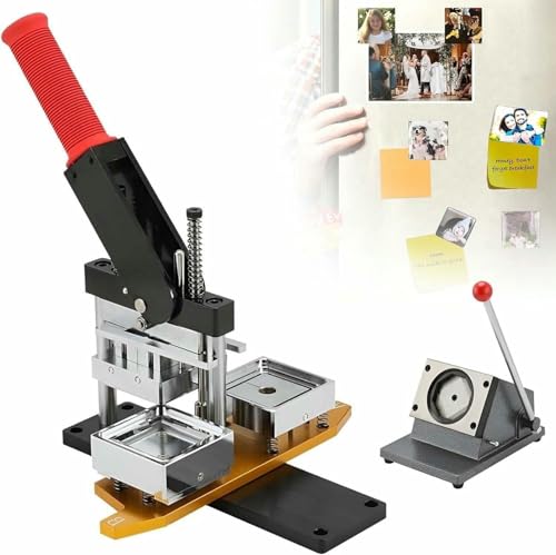 HUIBBGO Button-Maker-Maschine, DIY-Hersteller für quadratische Kühlschrankmagnete, mit Papierschneider, 50 mm Kühlschrankmagnet-Button-Button-Herstellung für Bild-Buttons von HUIBBGO