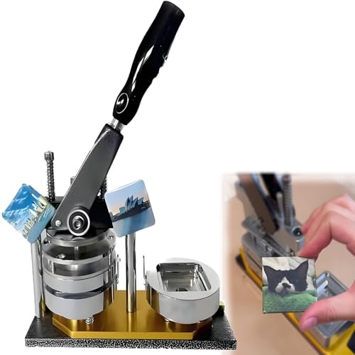 HUIBBGO Button-Maker-Maschine, mit Papierschneider, 2,2 x 2,2 Zoll Kühlschrankmagnet-Button-Maker-Maschine, verwendet für Magnetbild-Heimaufkleber, Brustnadel-Medaillen von HUIBBGO