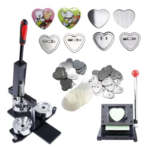 HUIBBGO Button-Maker in Herzform – DIY-Set für Metallknöpfe mit 100 Zubehörteilen und Cutter zur Herstellung von Werbegeschenken, 57 x 53 mm Button-Maschine für individuelle Anstecknadeln HUIBBGO Button-Maker in Herzform – DIY-Set für Metallknöpfe mit 100 Zubehörteilen und Cutter zur Herstellung von Werbegeschenken, 57 x 53 mm Button-Maschine für individuelle Anstecknadeln von HUIBBGO