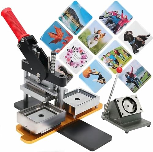 HUIBBGO Buttonmaschine, 2 x 2 Zoll quadratische Magnetmaschine, Fotomagnetmaschine, 50 x 50 mm DIY-Kit zur Herstellung quadratischer Kühlschrankmagnete mit Papierschneider HUIBBGO Buttonmaschine, 2 x 2 Zoll quadratische Magnetmaschine, Fotomagnetmaschine, 50 x 50 mm DIY-Kit zur Herstellung quadratischer Kühlschrankmagnete mit Papierschneider von HUIBBGO